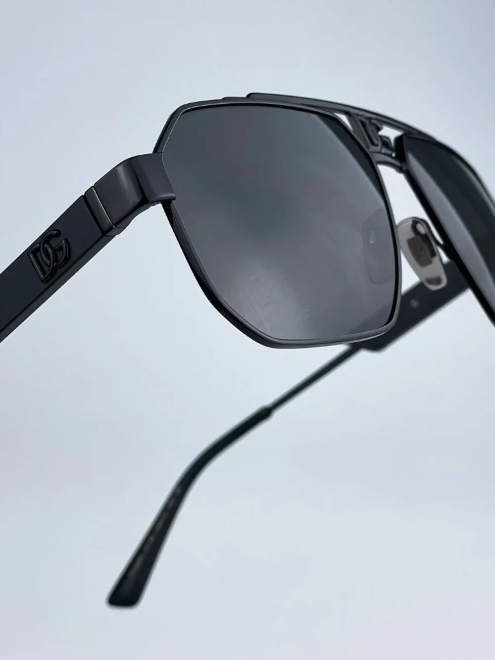 DOLCE & GABBANA DG2294 01/87 BLACK PILOT DARK GREY SUNGLASSES